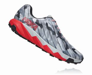 Hoka One One Women's Torrent Trail Shoes Grey/Red Clearance [SFCGN-4201]